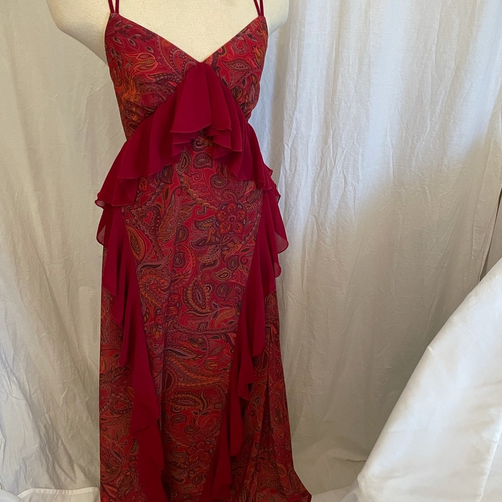 Nasty gal red paisley ruffle dress